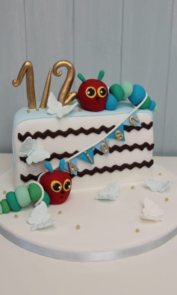 Half Birthday Cake With Caterpillar No K069 Creative Cakes