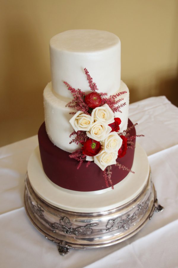 Burgundy Wedding Cake with Fresh Flowers No.W012 - Image 3