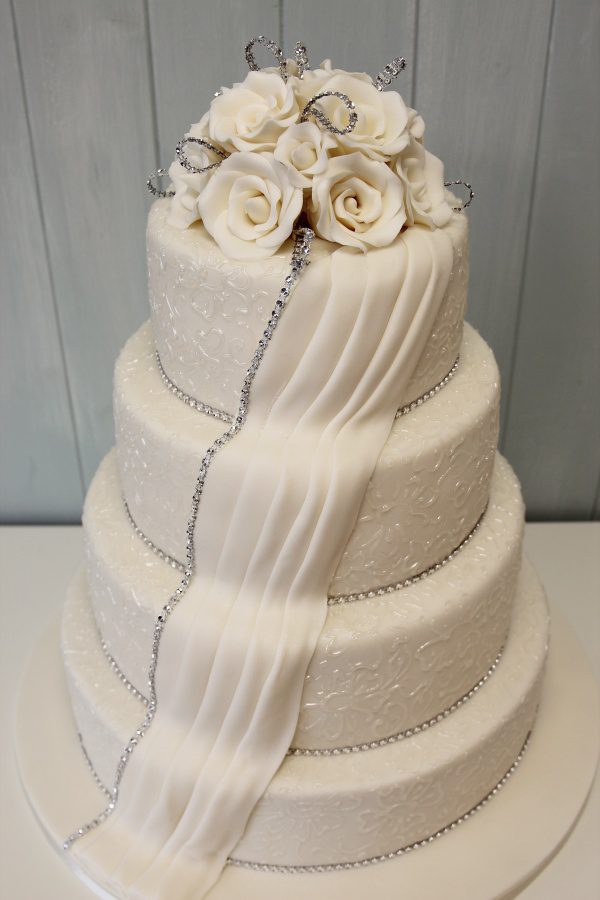 Fine Lace with Drape Wedding Cake No.W151 - Image 2