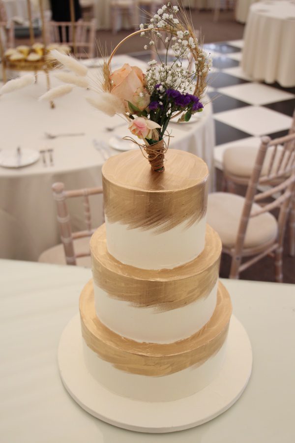 Gold Brush Buttercream Wedding Cake No.W093 - Image 2