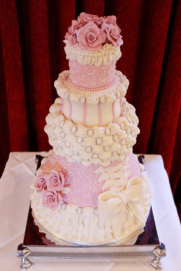 Pink and Ivory Dress Wedding Cake No.W168 - Image 2