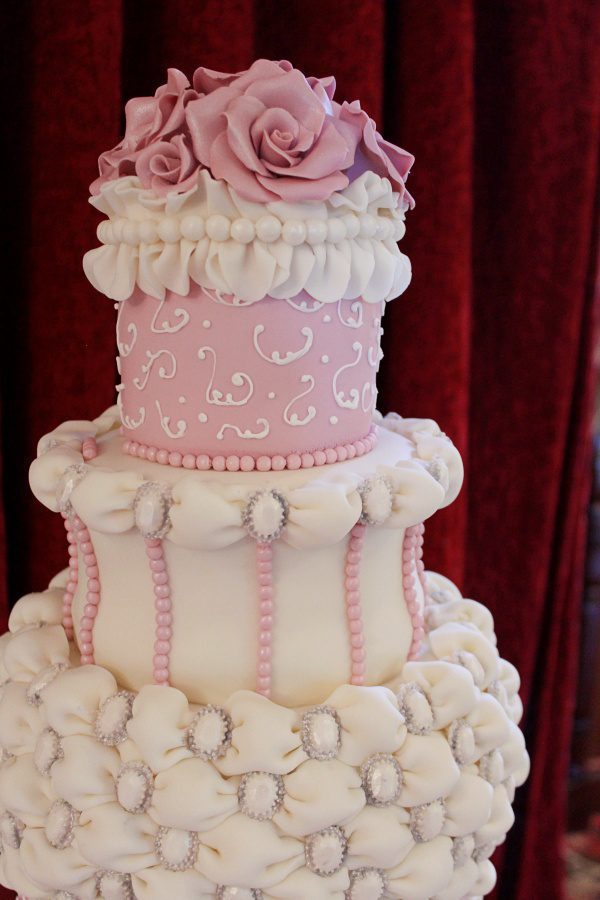Pink and Ivory Dress Wedding Cake No.W168 - Image 3
