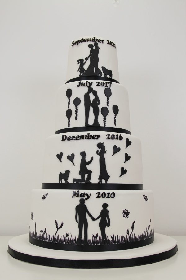 Silhouette Story with Dates Wedding Cake No.W274 - Image 2