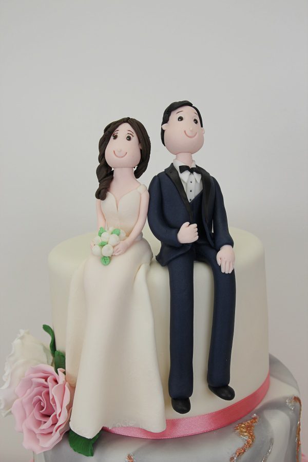 Wedding Cake with Pink Ruffles and Marble No.W271 - Image 2