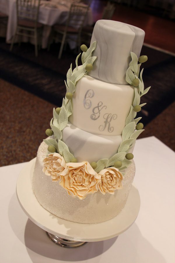 Peach Peonies and Olive Wedding Cake No.W310 - Image 2