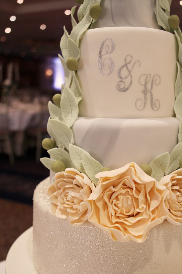 Peach Peonies and Olive Wedding Cake No.W310 - Image 4