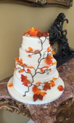 Autumn Leaves and Pine Cones Wedding Cake No.W184p