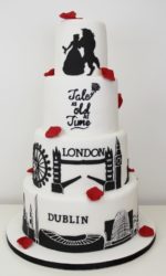 Beauty and the Beast Silhouette Wedding Cake No.W309p