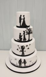 Black and White Silhouette Story Wedding Cake No.W014p