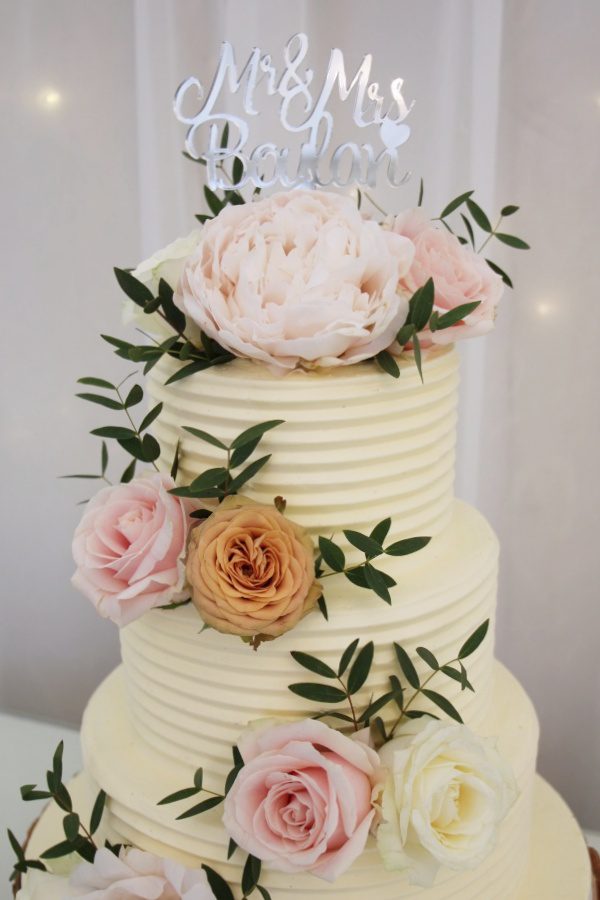 Buttercream Wedding Cake with Burnt Orange Flowers No.W348 - Image 2