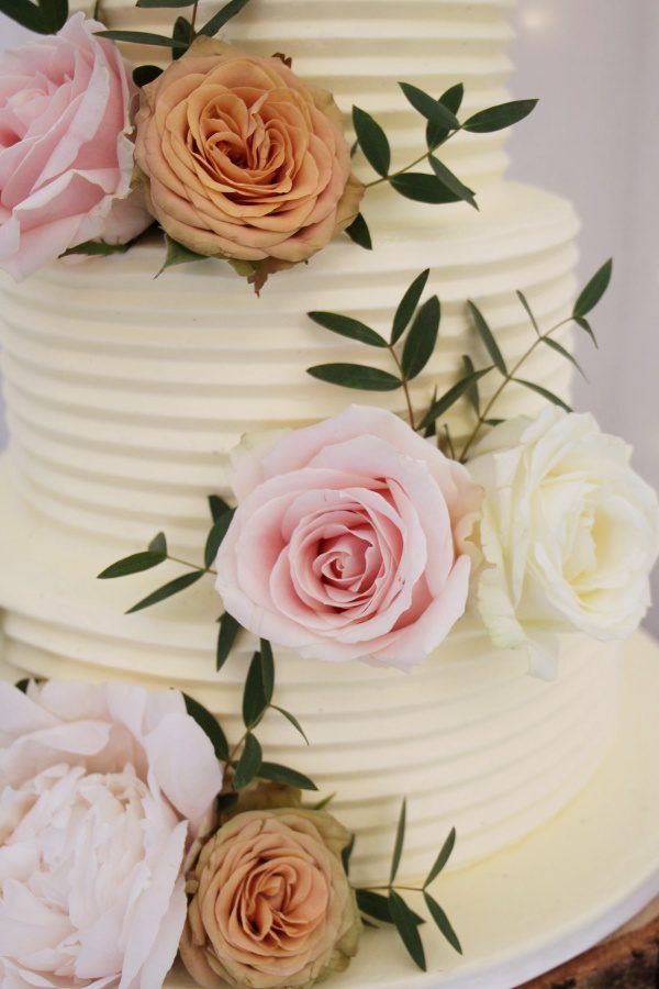 Buttercream Wedding Cake with Burnt Orange Flowers No.W348 - Image 3