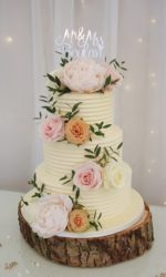 Buttercream Wedding Cake with Burnt Orange Flowers No.W348p