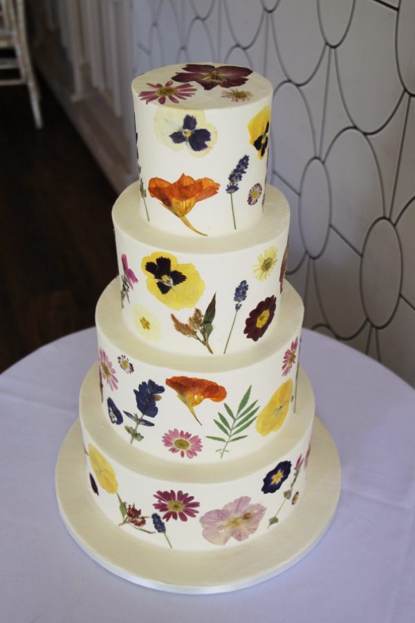 Buttercream Wedding Cake with Pressed Wildflowers No.W324 - Image 2