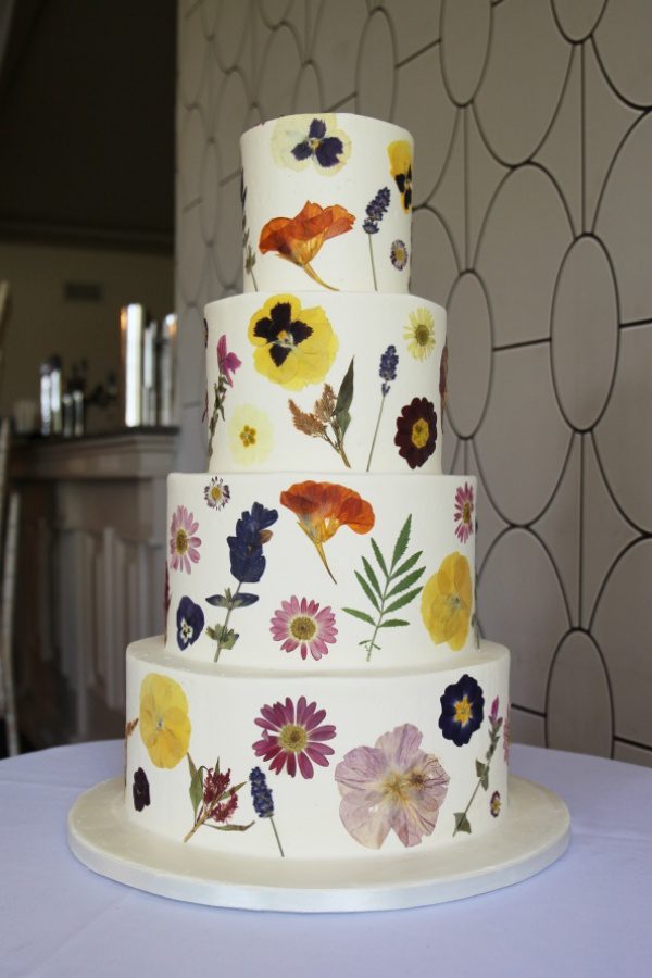 Buttercream Wedding Cake with Pressed Wildflowers No.W324 - Image 3