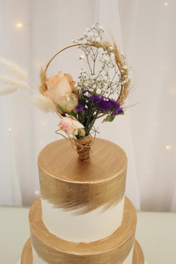 Gold Brush Buttercream Wedding Cake No.W093 - Image 3