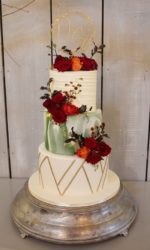 Green Marble and Fresh Flowers Wedding Cake No.W293p