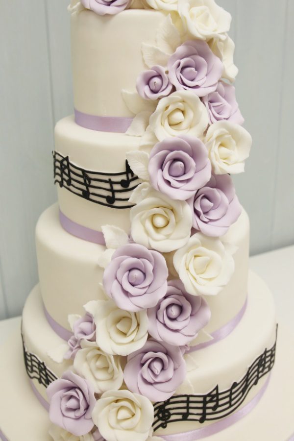 Cascading Roses with Music Notes Wedding Cake No.W131 - Image 3