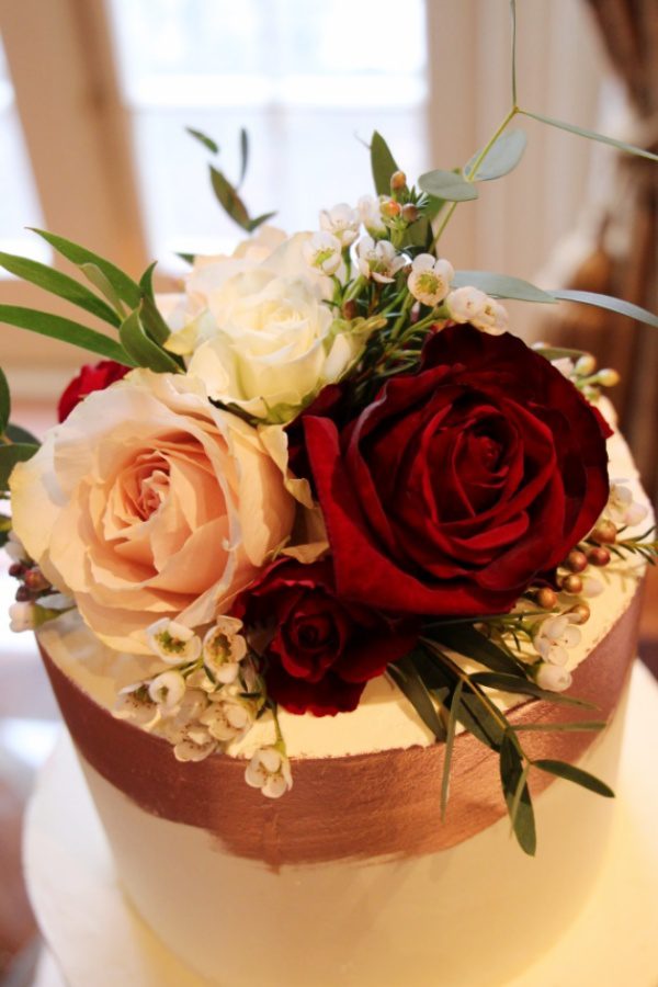 Pink Ombre Buttercream Wedding Cake with Rose Gold and Flowers No.W016 - Image 3