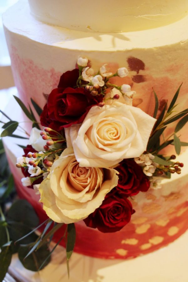 Pink Ombre Buttercream Wedding Cake with Rose Gold and Flowers No.W016 - Image 2