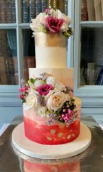 Pink Ombre and Gold Buttercream Wedding Cake No.W229p