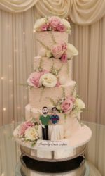 Creative Cakes Pink Pearl Buttercream Wedding Cake with Macarons No.W340aa