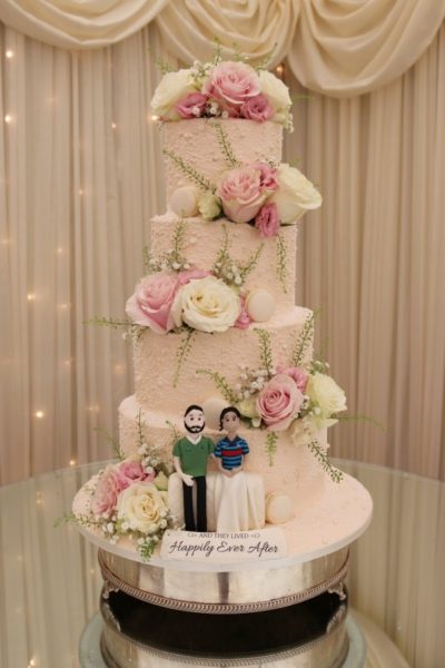 Creative Cakes Pink Pearl Buttercream Wedding Cake with Macarons No.W340aa