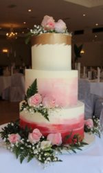 Pink and Gold Buttercream Wedding Cake No.W150vp