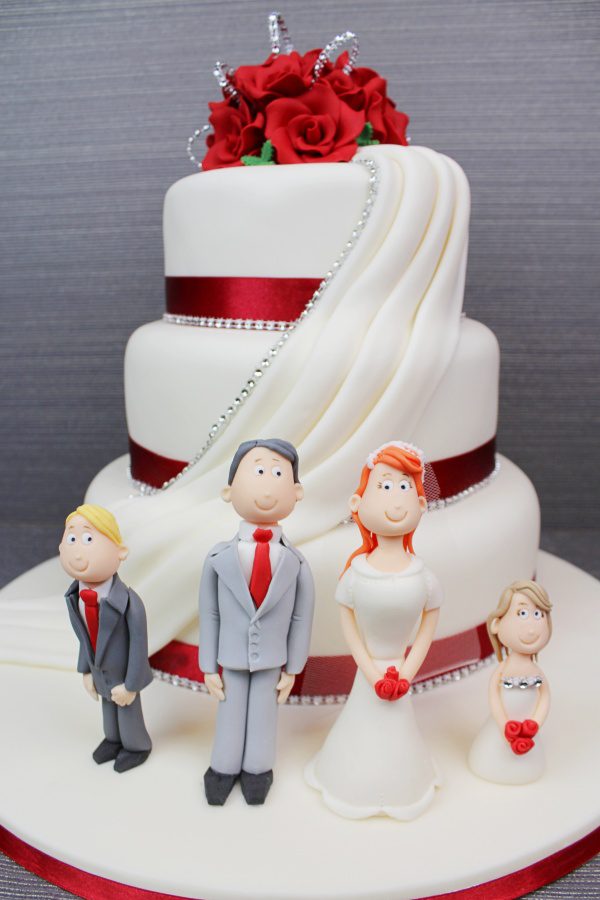 Red Roses with Drape Wedding Cake No.W179 - Image 2