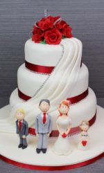 Red Roses with Drape Wedding Cake No.W179ap