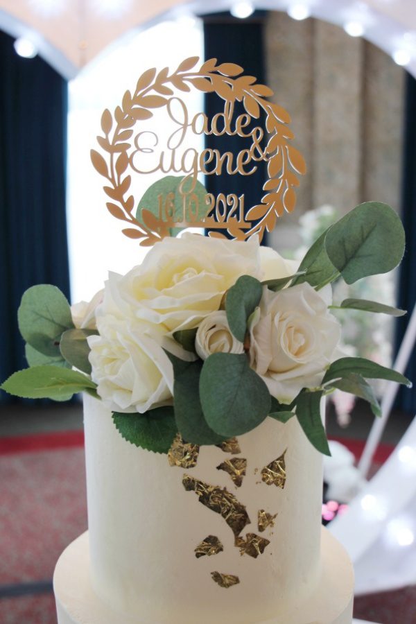 Sage Green Buttercream Wedding Cake with Gold Leaf No.W248 - Image 3