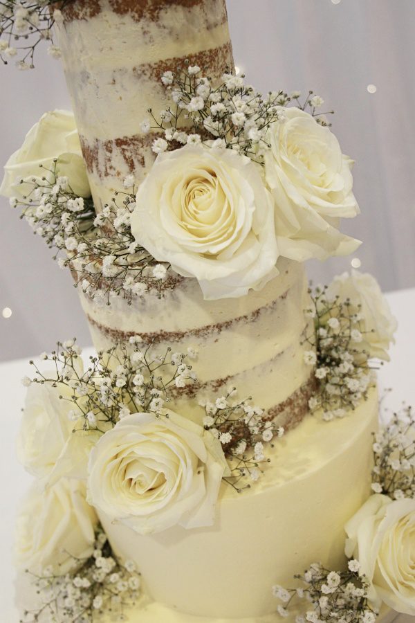 Semi Naked Cake with Gypsophila and Ivory Roses No.W260 - Image 3