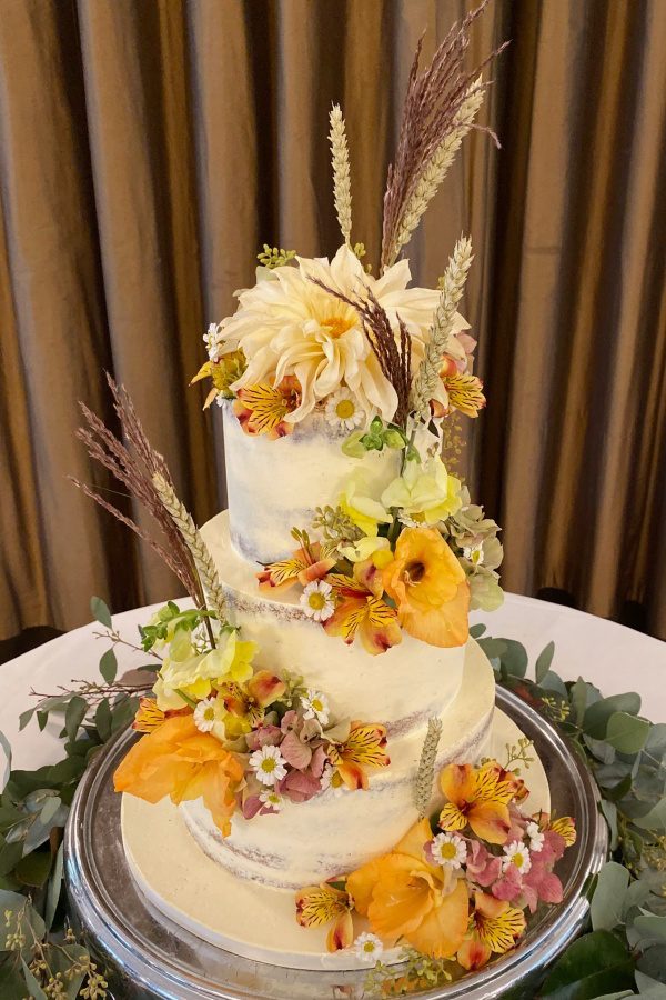 Semi Naked Wedding Cake with Autumn Flowers No.W209 - Image 2