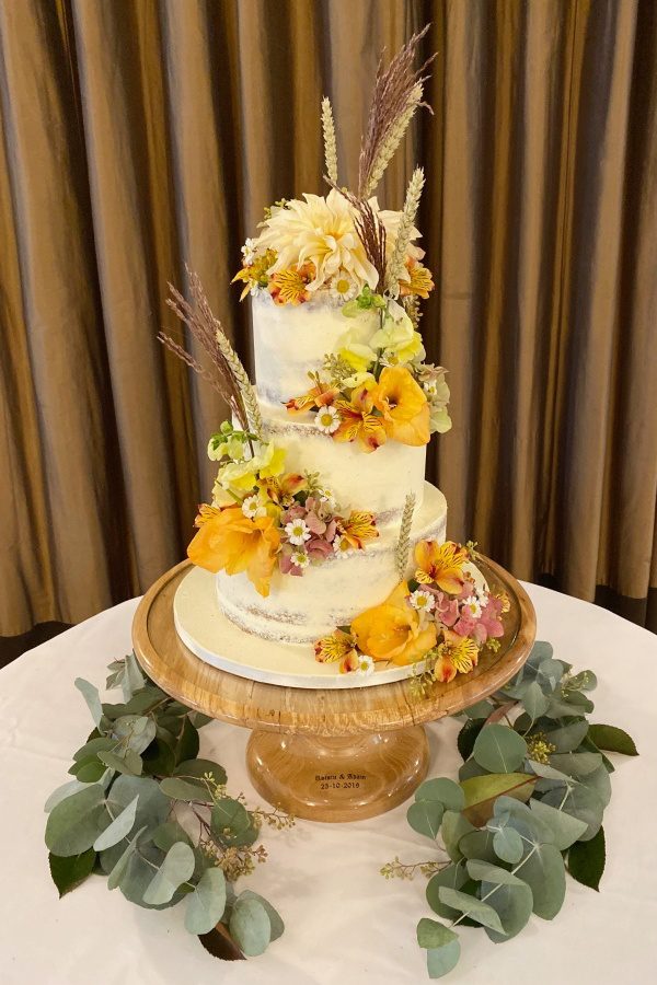Semi Naked Wedding Cake with Autumn Flowers No.W209 - Image 6