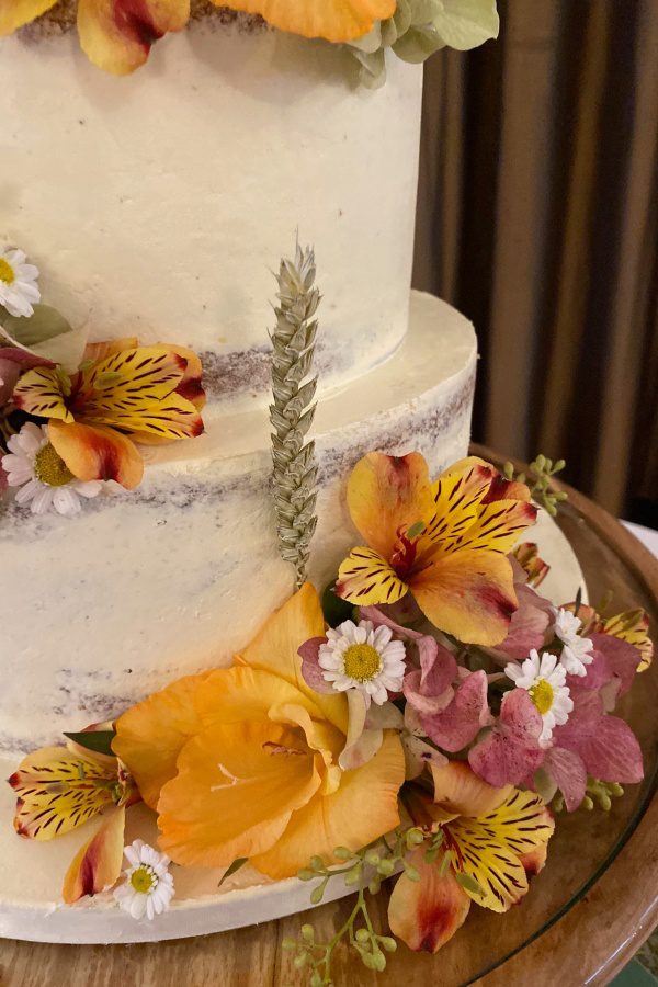 Semi Naked Wedding Cake with Autumn Flowers No.W209 - Image 5