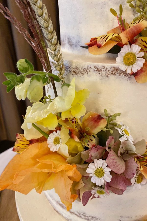 Semi Naked Wedding Cake with Autumn Flowers No.W209 - Image 4