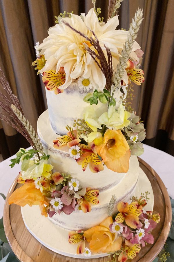 Semi Naked Wedding Cake with Autumn Flowers No.W209 - Image 3