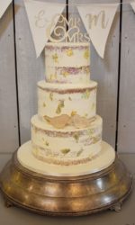 Semi-Naked Wedding Cake with Gold Leaf No.W231p