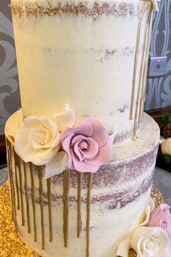 Semi Naked Wedding Cake with Gold Sequin No.W225 - Image 4