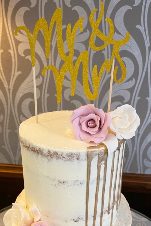 Semi Naked Wedding Cake with Gold Sequin No.W225 - Image 3