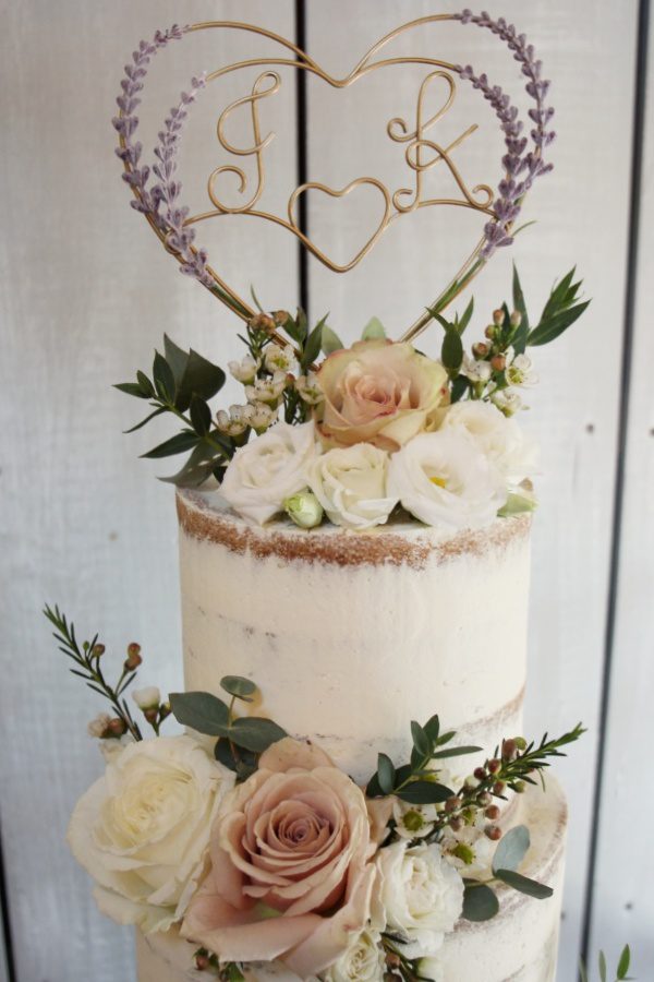 Semi Naked Wedding Cake with Pastel Flowers No.W313 - Image 2