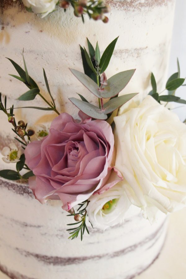 Semi Naked Wedding Cake with Pastel Flowers No.W313 - Image 3