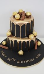 Black Birthday Cake with Gold Drip No.N020vo