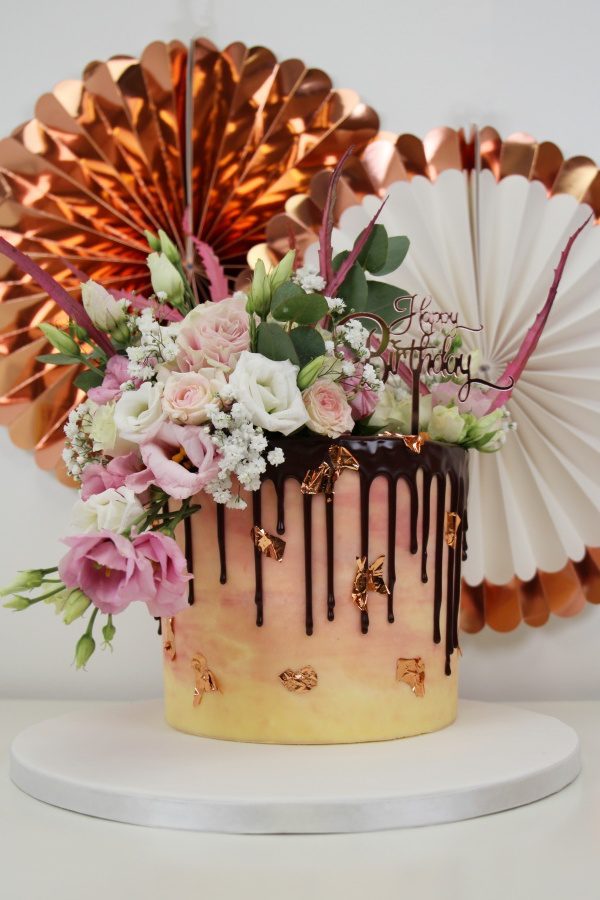 Blossom Flowers and Rose Gold Cake No.D043 - Image 2