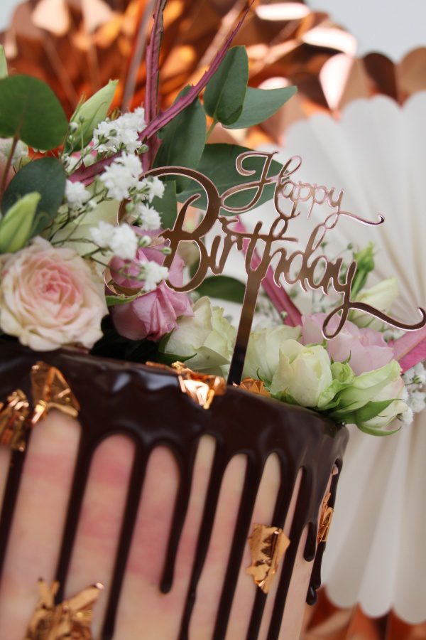 Blossom Flowers and Rose Gold Cake No.D043 - Image 5