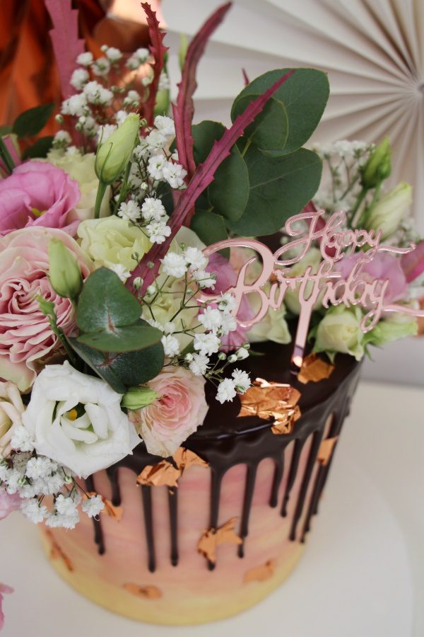 Blossom Flowers and Rose Gold Cake No.D043 - Image 4