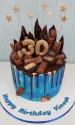 Blue Buttercream Cake with Gold Number No.D036ap