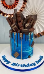 Blue Buttercream with Chocolate Drip Cake No.D016p