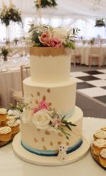 Blue Ombre Cake and Gold Cupcakes Cake Table No.W308p