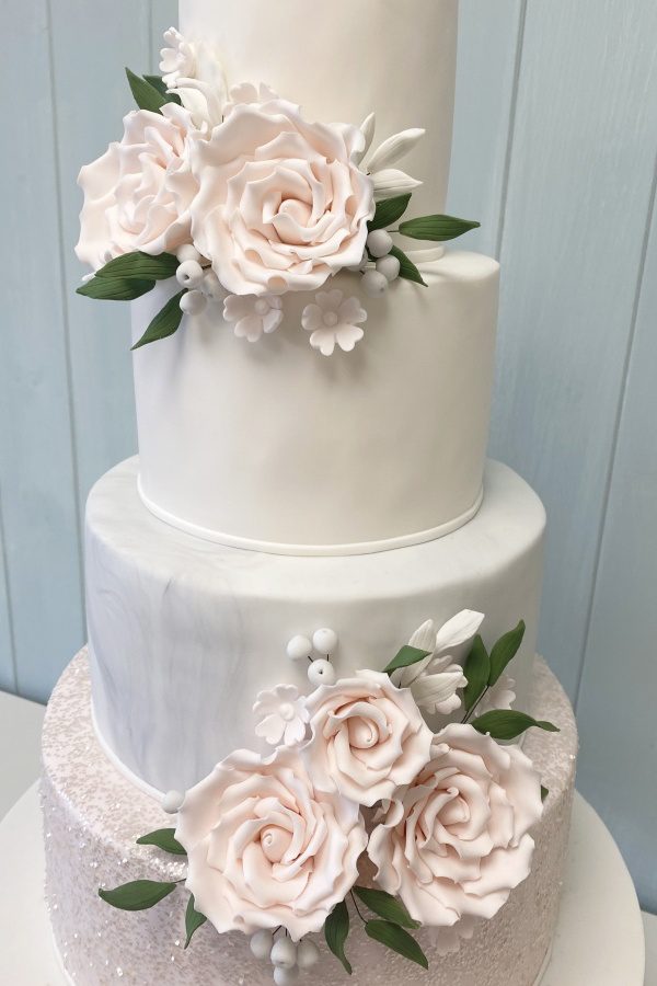 Blush Pink and Soft Marble Wedding Cake No.W232 - Image 4