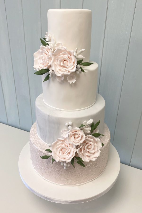 Blush Pink and Soft Marble Wedding Cake No.W232 - Image 3